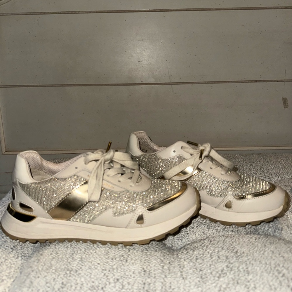 Michael Kors Gold and Cream Athletic Shoes